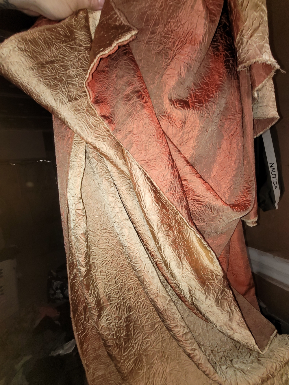 VTG jcpenney Crushed Velvet Swag Drapes in Gold and Copper *read